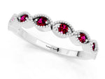 Marquise Garnet Milgrain Half Eternity Band in White gold with Bezel Setting_1