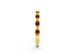 Marquise Garnet Milgrain Half Eternity Band in Yellow gold with Bezel Setting_2