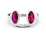 Marquise Garnet Open Band Ring in Platinum with Tension Setting