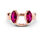 Marquise Garnet Open Band Ring in Rose gold with Tension Setting