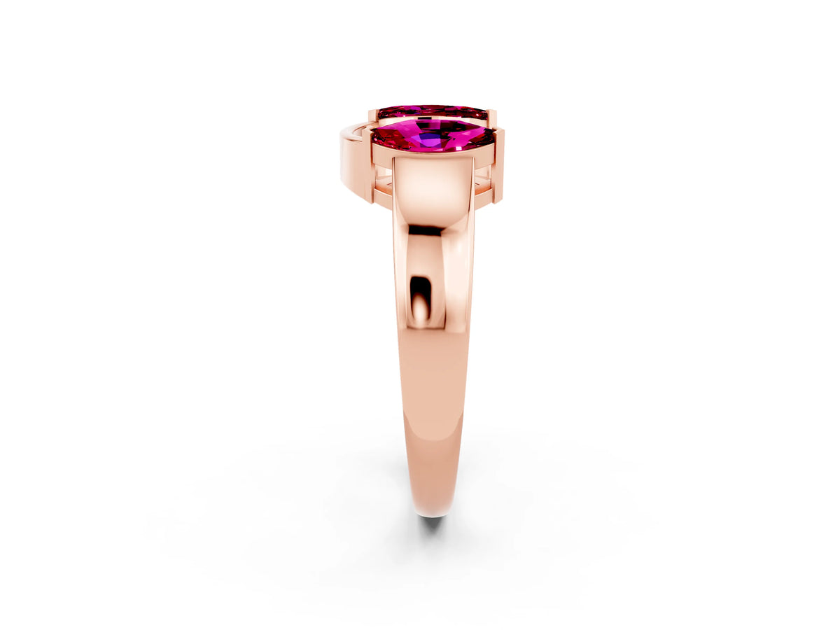 Marquise Garnet Open Band Ring in Rose gold with Tension Setting_2