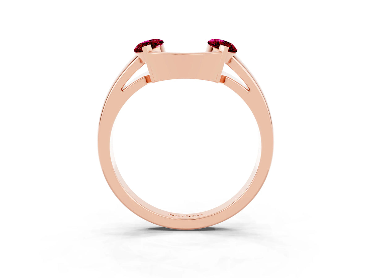 Marquise Garnet Open Band Ring in Rose gold with Tension Setting_3