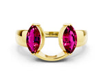 Marquise Garnet Open Band Ring in Yellow gold with Tension Setting