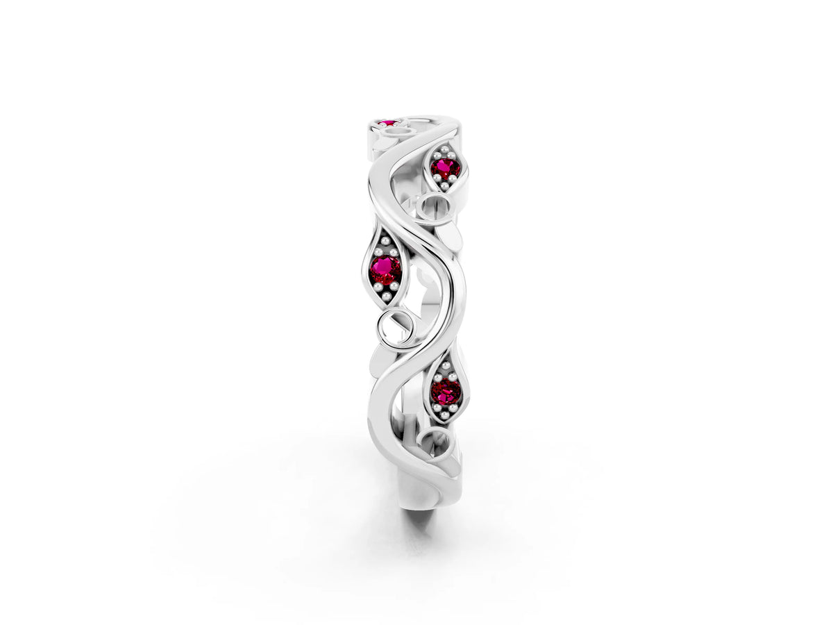 Marquise Garnet Vine Eternity Band in Platinum with Bezel Setting_2