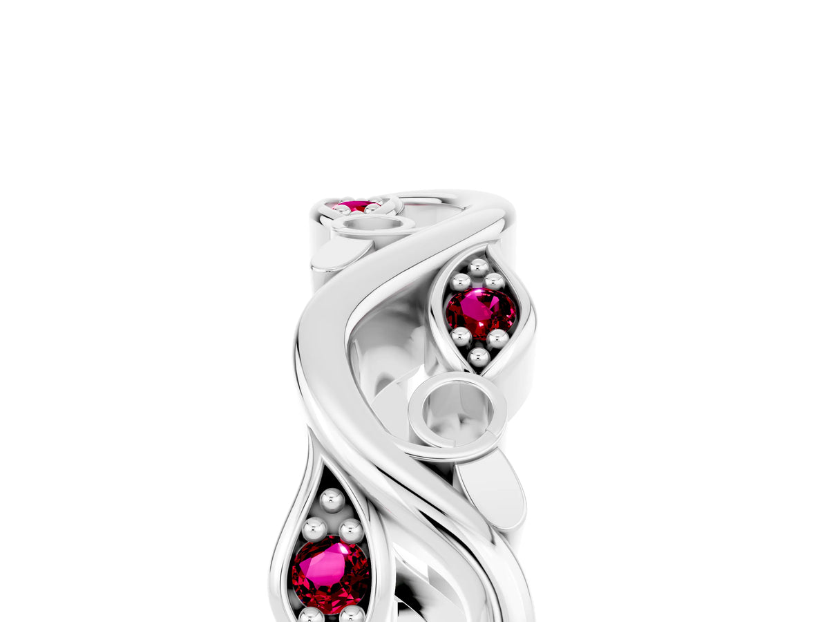 Marquise Garnet Vine Eternity Band in Platinum with Bezel Setting_5