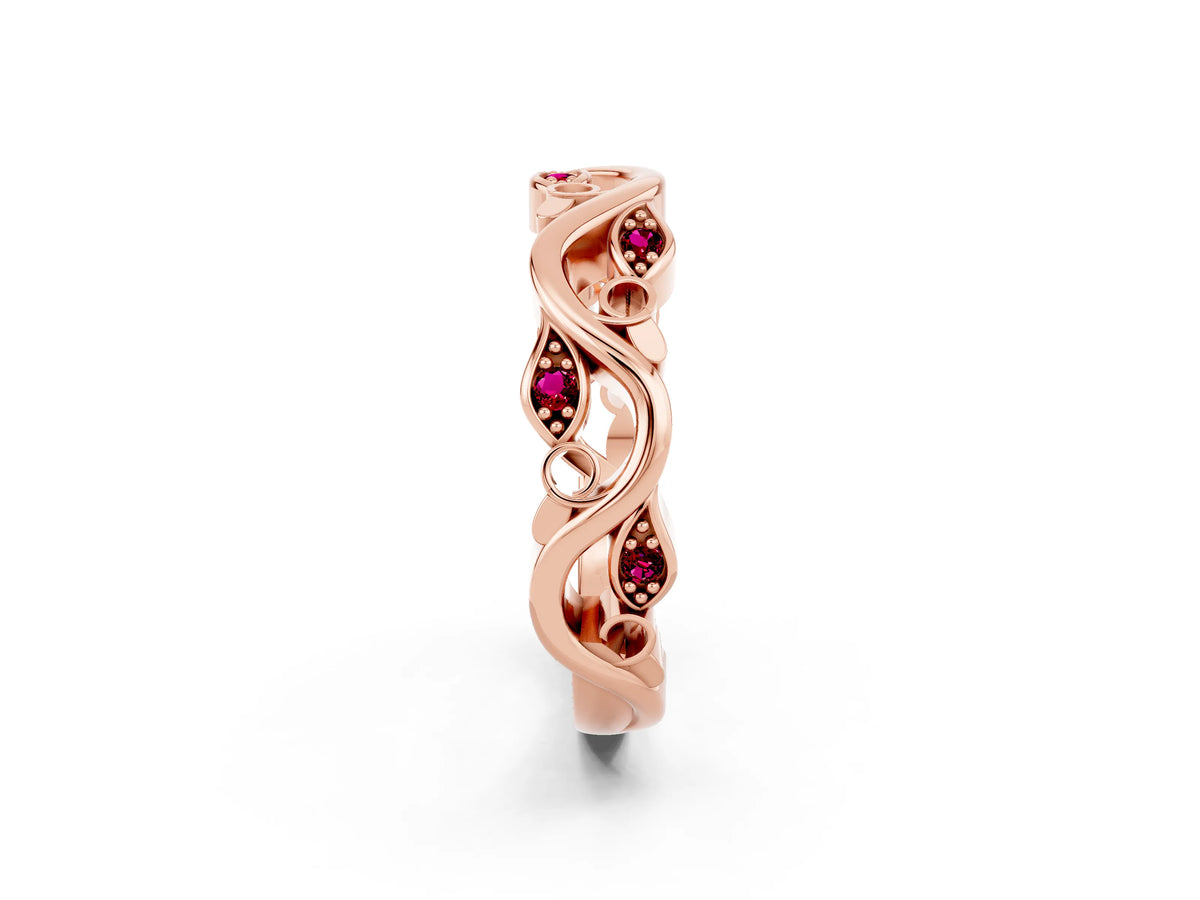 Marquise Garnet Vine Eternity Band in Rose gold with Bezel Setting_2