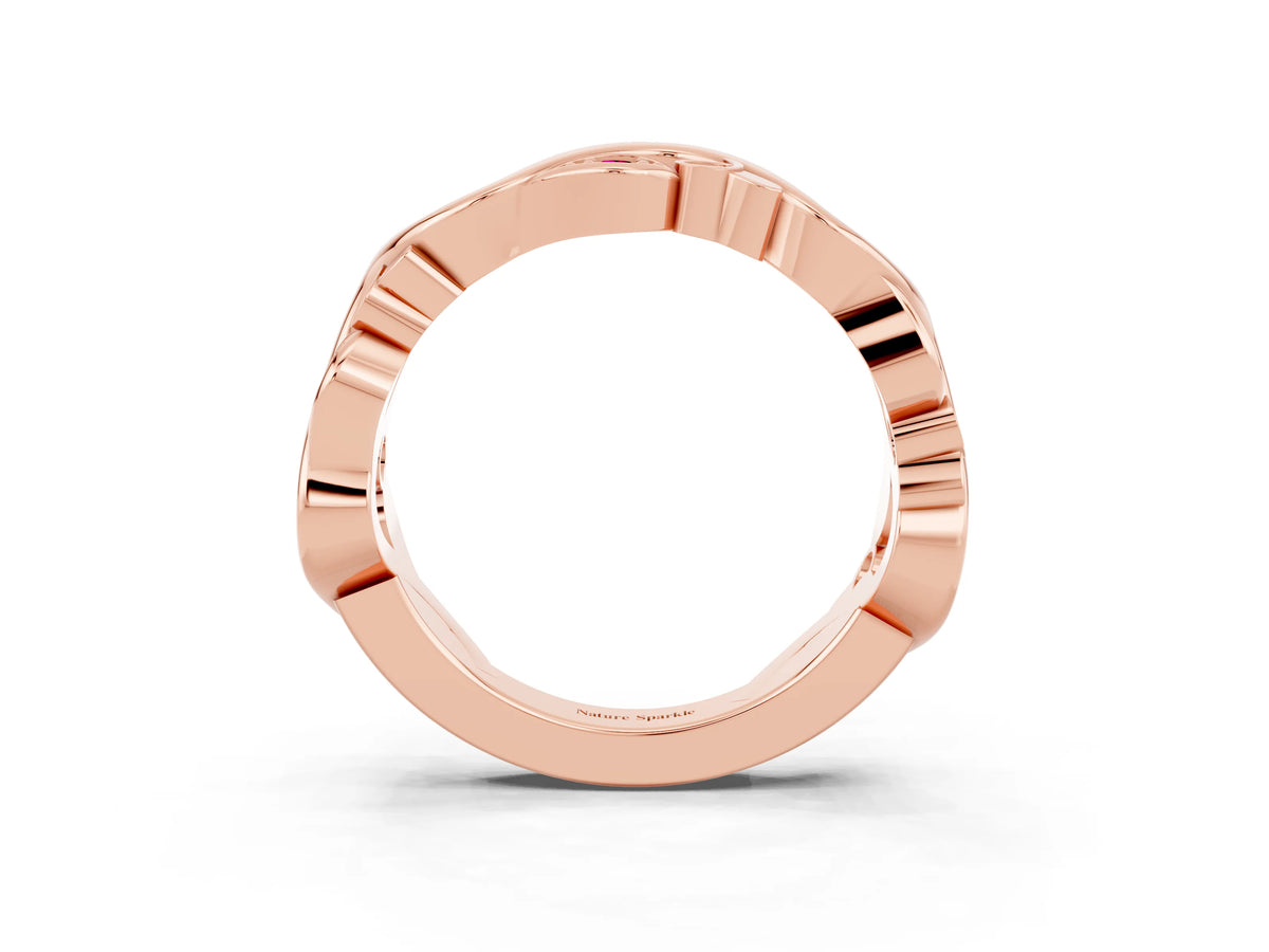 Marquise Garnet Vine Eternity Band in Rose gold with Bezel Setting_3