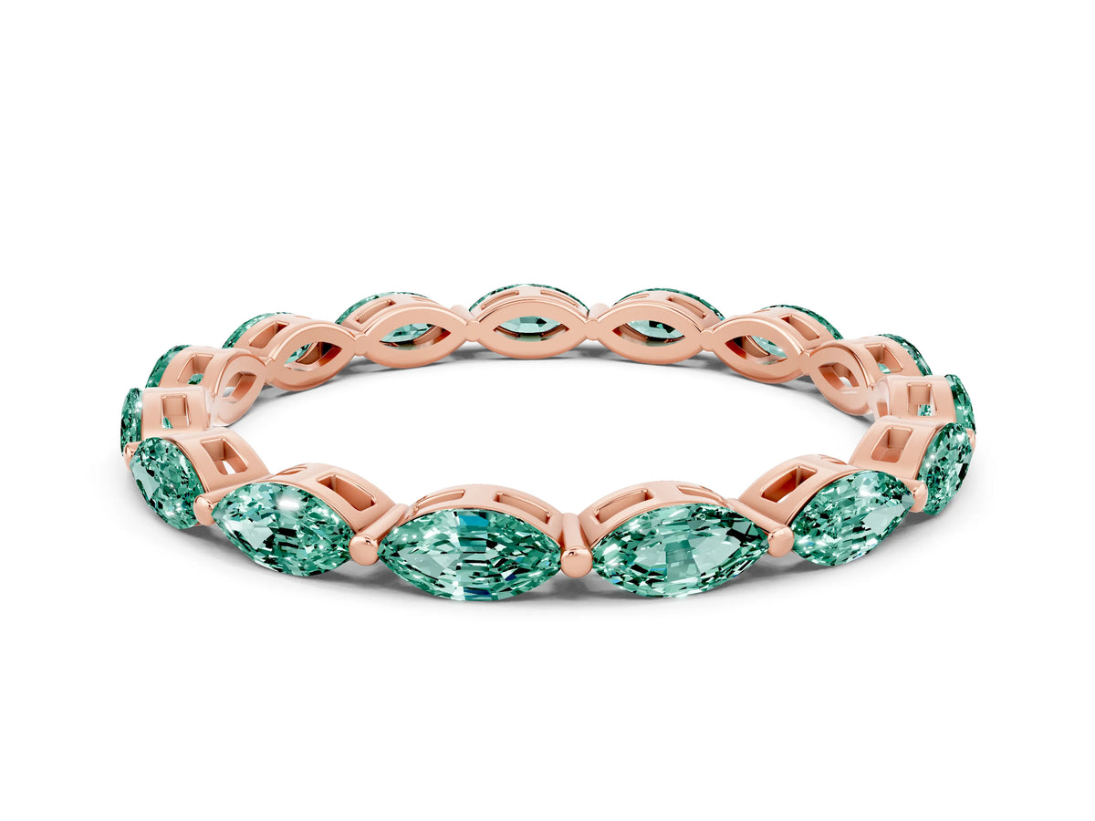 Marquise Green Sapphire Eternity Band in Rose gold with U-Prong Setting