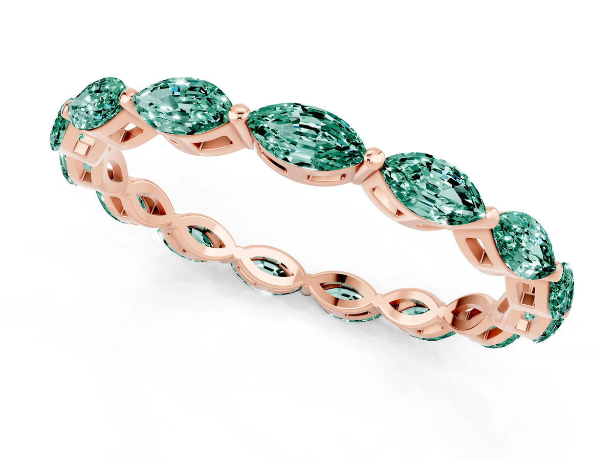 Marquise Green Sapphire Eternity Band in Rose gold with U-Prong Setting_1