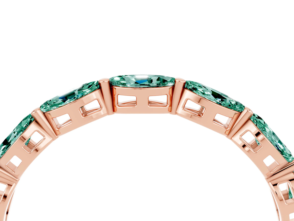 Marquise Green Sapphire Eternity Band in Rose gold with U-Prong Setting_4