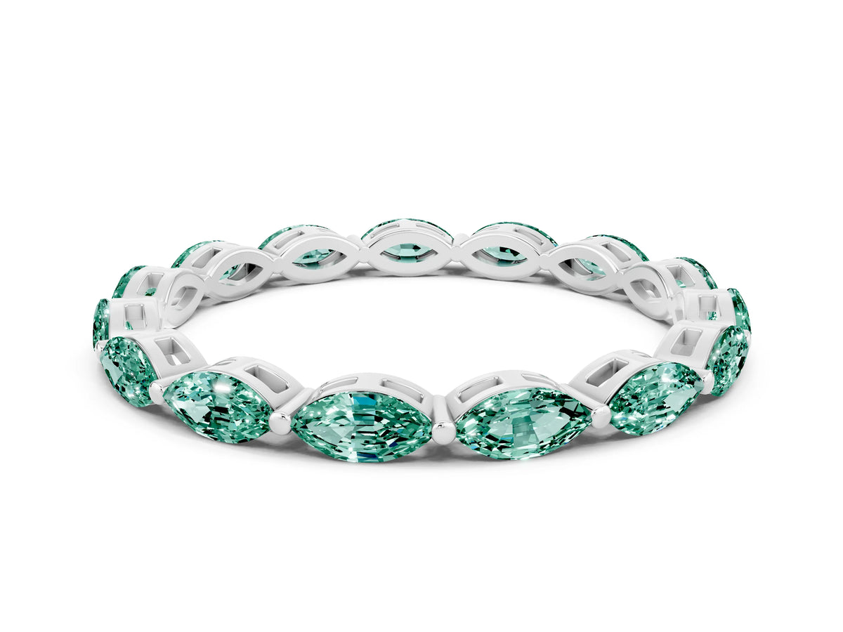 Marquise Green Sapphire Eternity Band in White gold with U-Prong Setting