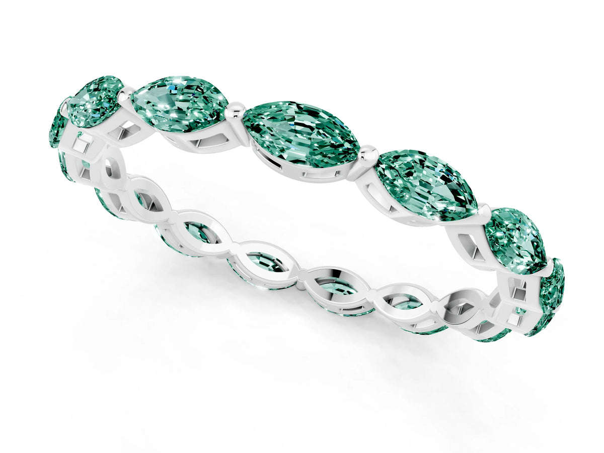 Marquise Green Sapphire Eternity Band in White gold with U-Prong Setting_1