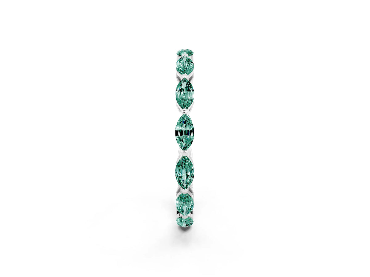 Marquise Green Sapphire Eternity Band in White gold with U-Prong Setting_2