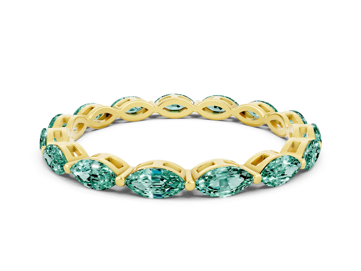 Marquise Green Sapphire Eternity Band in Yellow gold with U-Prong Setting