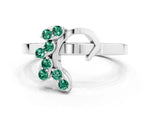 Marquise Green Sapphire Floral Cluster Bypass Ring in Platinum with Prong Setting