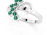 Marquise Green Sapphire Floral Cluster Bypass Ring in Platinum with Prong Setting_1