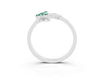Marquise Green Sapphire Floral Cluster Bypass Ring in Platinum with Prong Setting_3