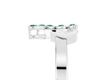 Marquise Green Sapphire Floral Cluster Bypass Ring in Platinum with Prong Setting_5