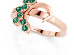Marquise Green Sapphire Floral Cluster Bypass Ring in Rose gold with Prong Setting_1