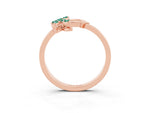 Marquise Green Sapphire Floral Cluster Bypass Ring in Rose gold with Prong Setting_3