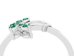 Marquise Green Sapphire Floral Cluster Bypass Ring in White gold with Prong Setting_4