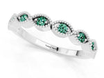 Marquise Green Sapphire Milgrain Half Eternity Band in Platinum with Bezel Setting_1