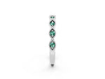 Marquise Green Sapphire Milgrain Half Eternity Band in Platinum with Bezel Setting_2