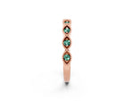 Marquise Green Sapphire Milgrain Half Eternity Band in Rose gold with Bezel Setting_2