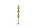 Marquise Green Sapphire Milgrain Half Eternity Band in Yellow gold with Bezel Setting_2