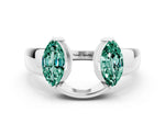 Marquise Green Sapphire Open Band Ring in Platinum with Tension Setting