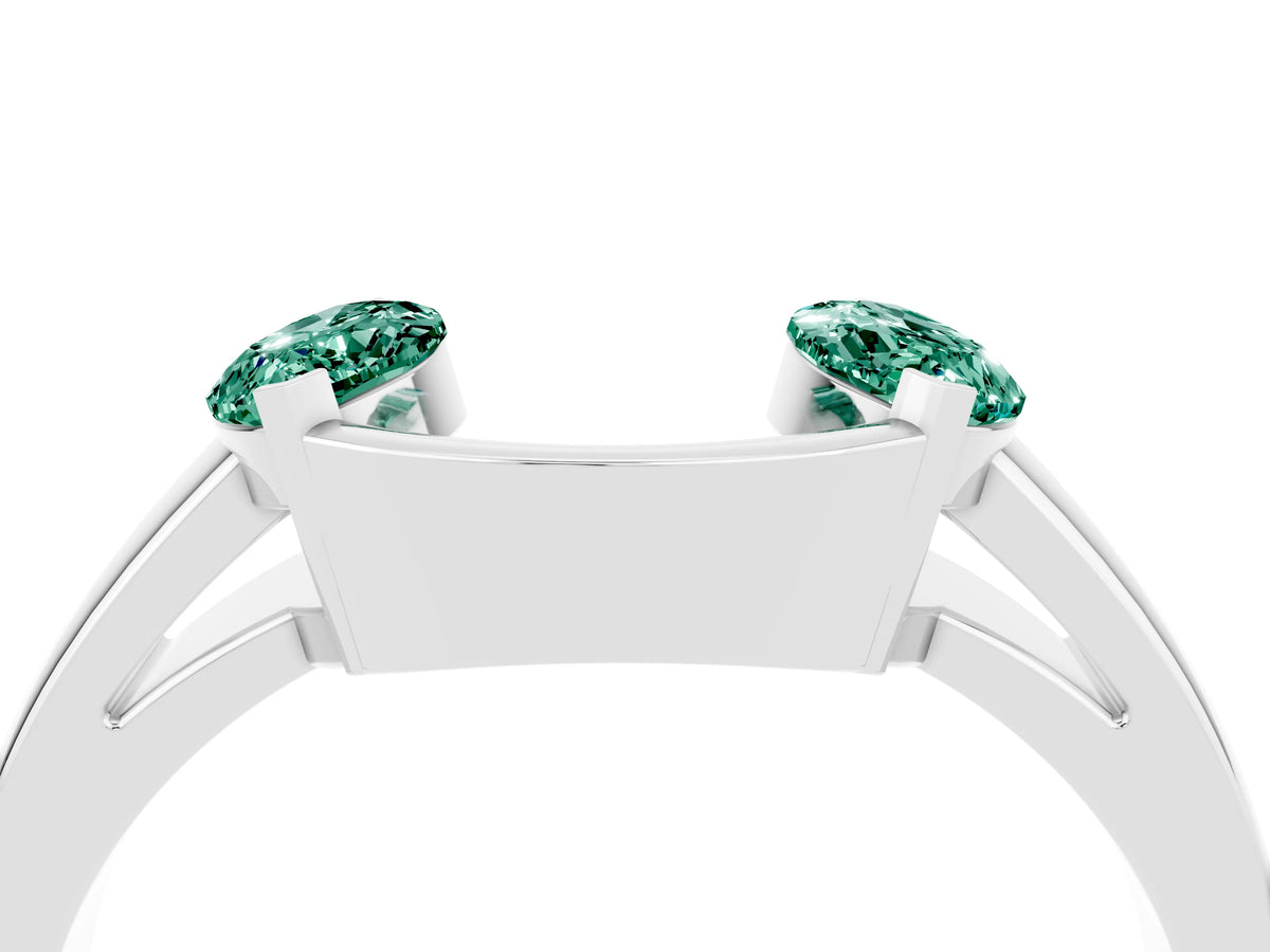 Marquise Green Sapphire Open Band Ring in Platinum with Tension Setting_4