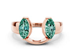 Marquise Green Sapphire Open Band Ring in Rose gold with Tension Setting
