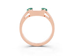 Marquise Green Sapphire Open Band Ring in Rose gold with Tension Setting_3