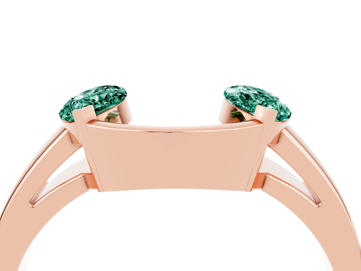 Marquise Green Sapphire Open Band Ring in Rose gold with Tension Setting_4