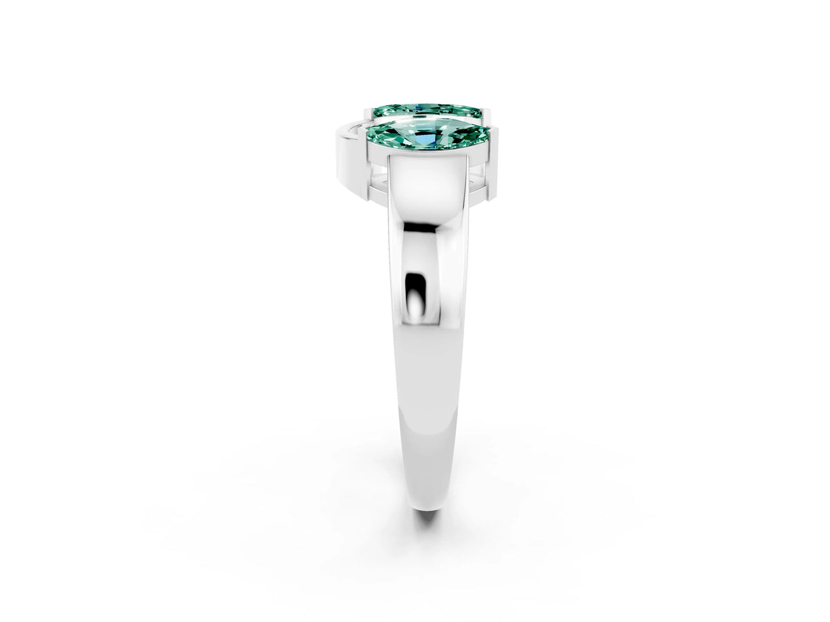 Marquise Green Sapphire Open Band Ring in White gold with Tension Setting_2