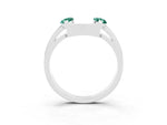 Marquise Green Sapphire Open Band Ring in White gold with Tension Setting_3