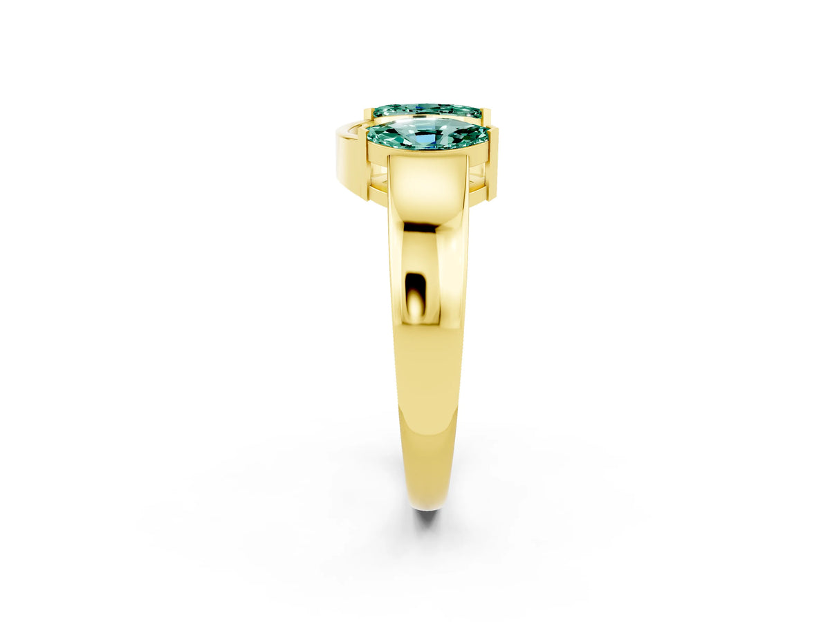 Marquise Green Sapphire Open Band Ring in Yellow gold with Tension Setting_14