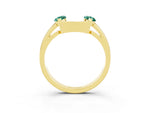 Marquise Green Sapphire Open Band Ring in Yellow gold with Tension Setting_15