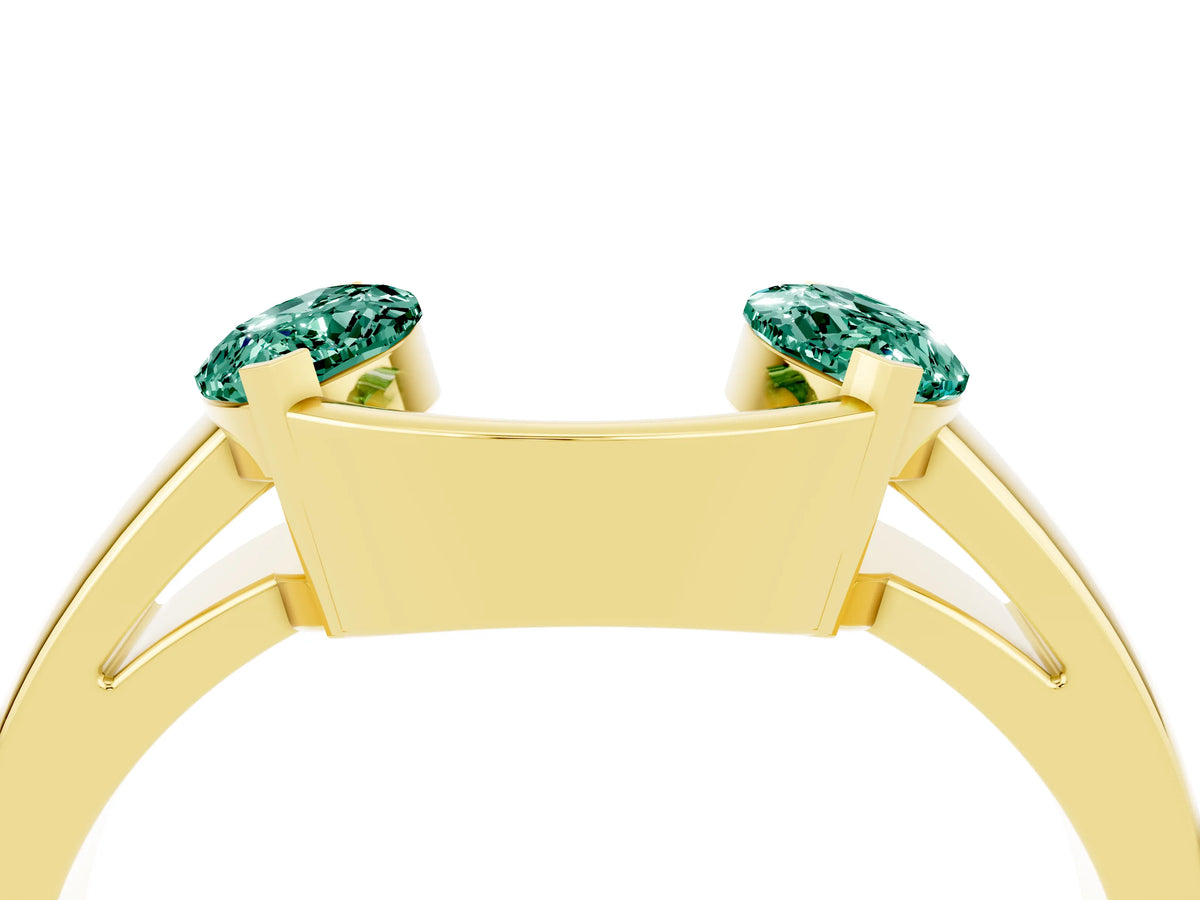 Marquise Green Sapphire Open Band Ring in Yellow gold with Tension Setting_16
