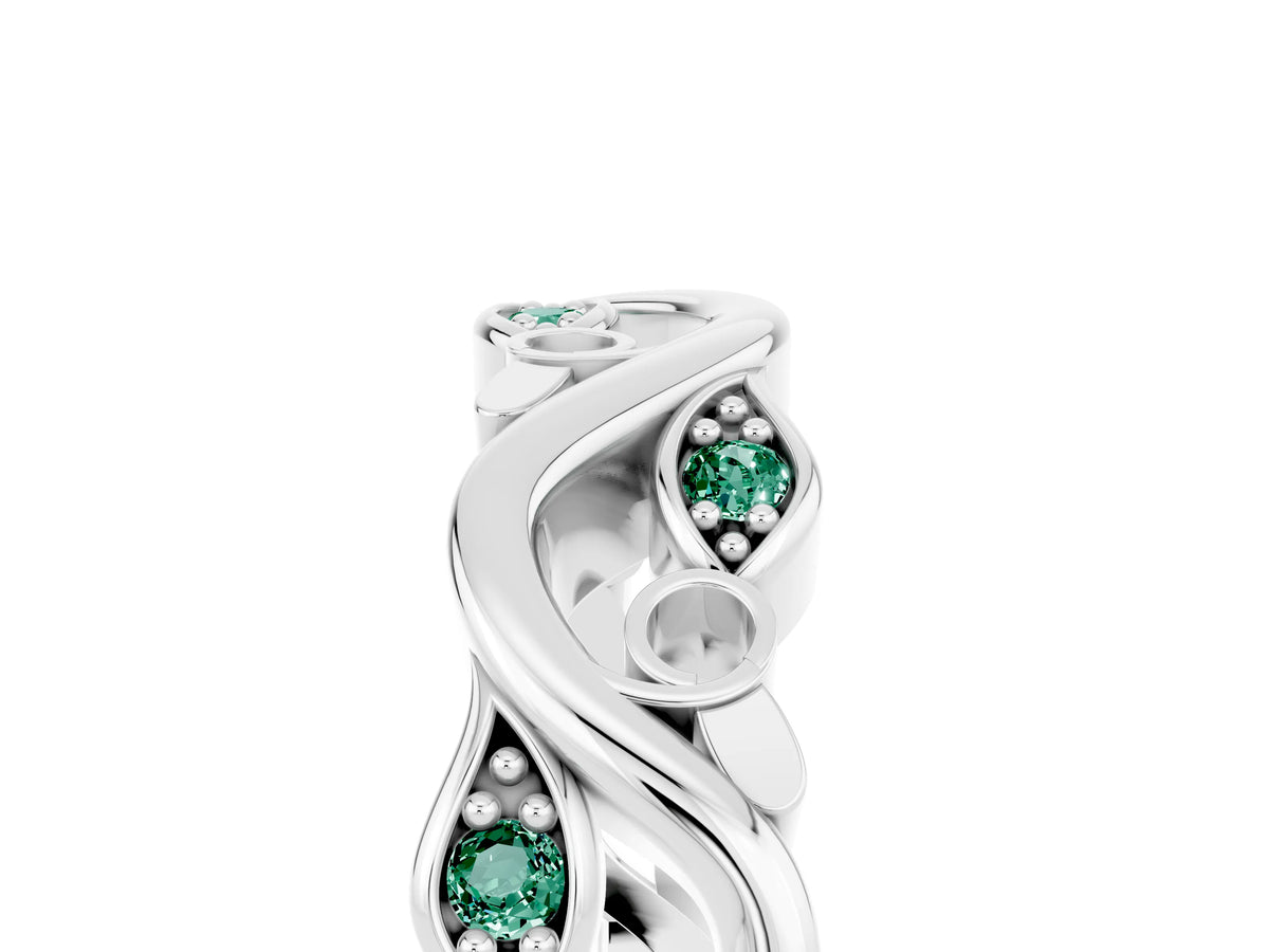 Marquise Green Sapphire Vine Eternity Band in Platinum with Bezel Setting_5