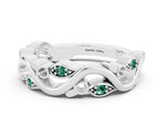 Marquise Green Sapphire Vine Eternity Band in White gold with Bezel Setting