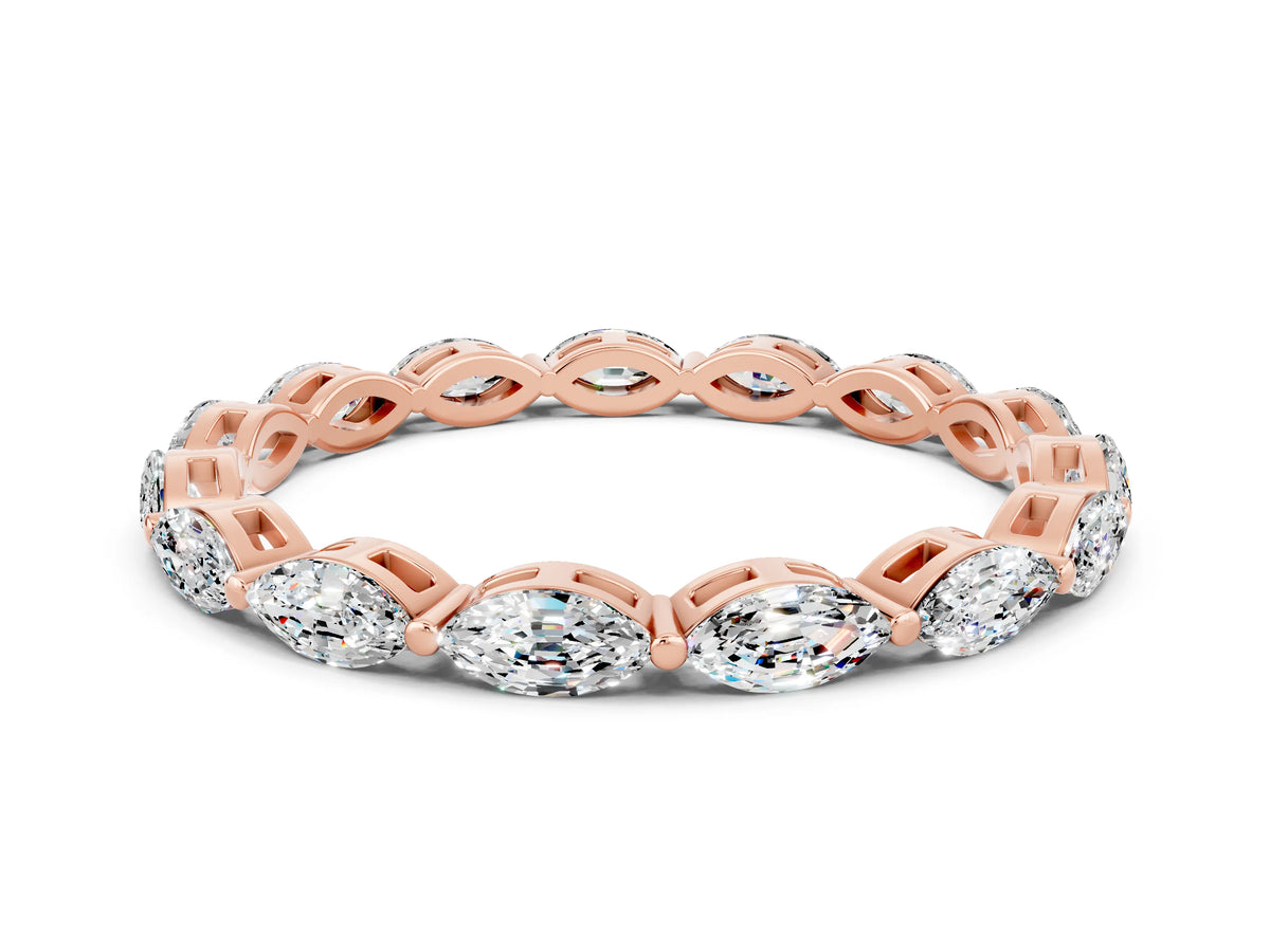 Marquise Moissanite Eternity Band in Rose gold with U-Prong Setting
