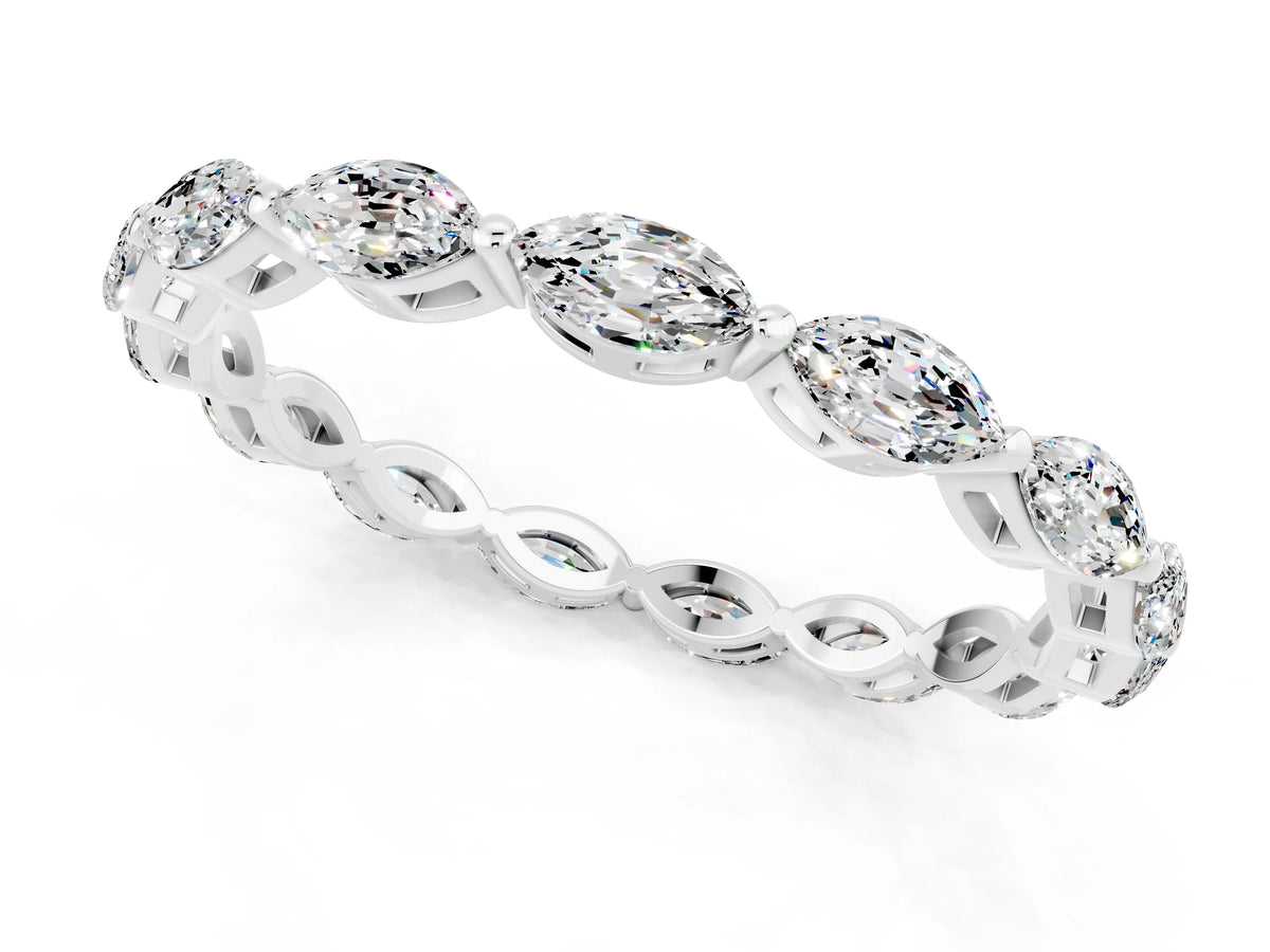 Marquise Moissanite Eternity Band in Silver with U-Prong Setting_1