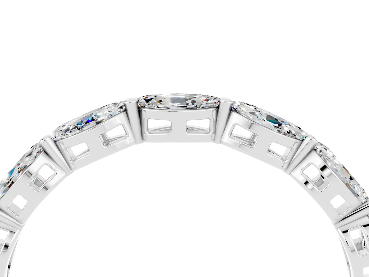Marquise Moissanite Eternity Band in Silver with U-Prong Setting_4