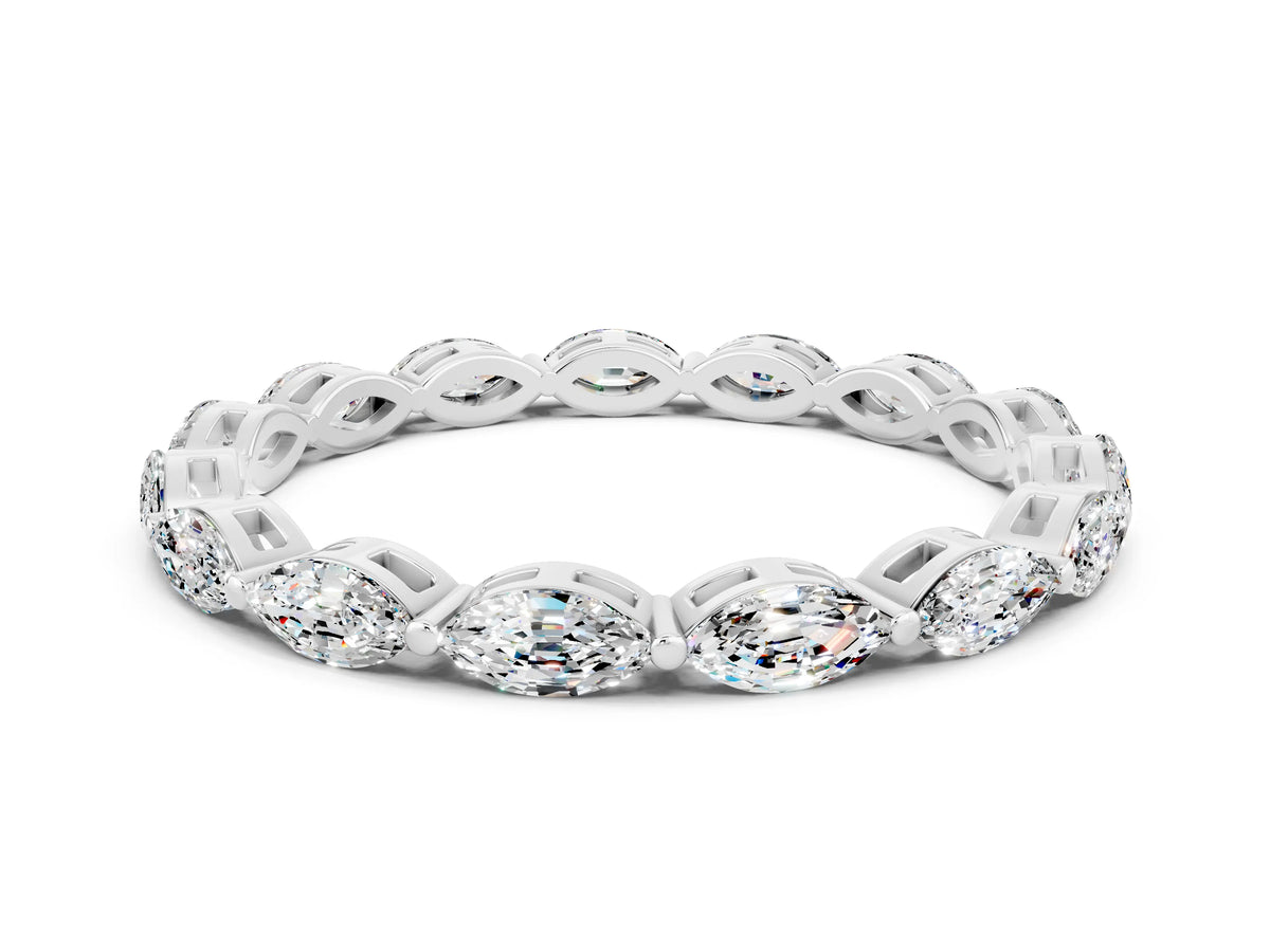 Marquise Moissanite Eternity Band in White gold with U-Prong Setting