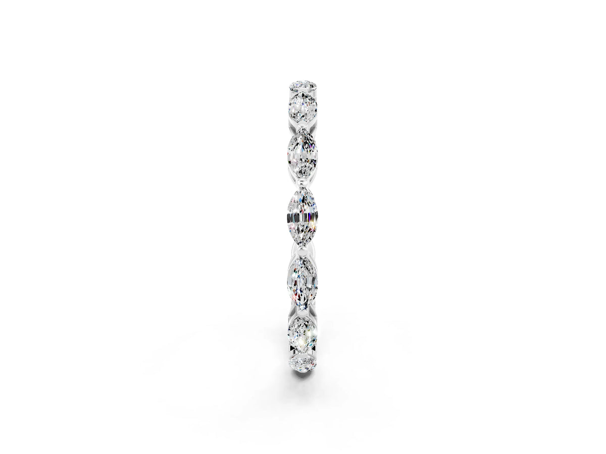 Marquise Moissanite Eternity Band in White gold with U-Prong Setting_2