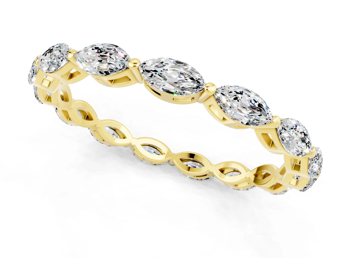 Marquise Moissanite Eternity Band in Yellow gold with U-Prong Setting_1