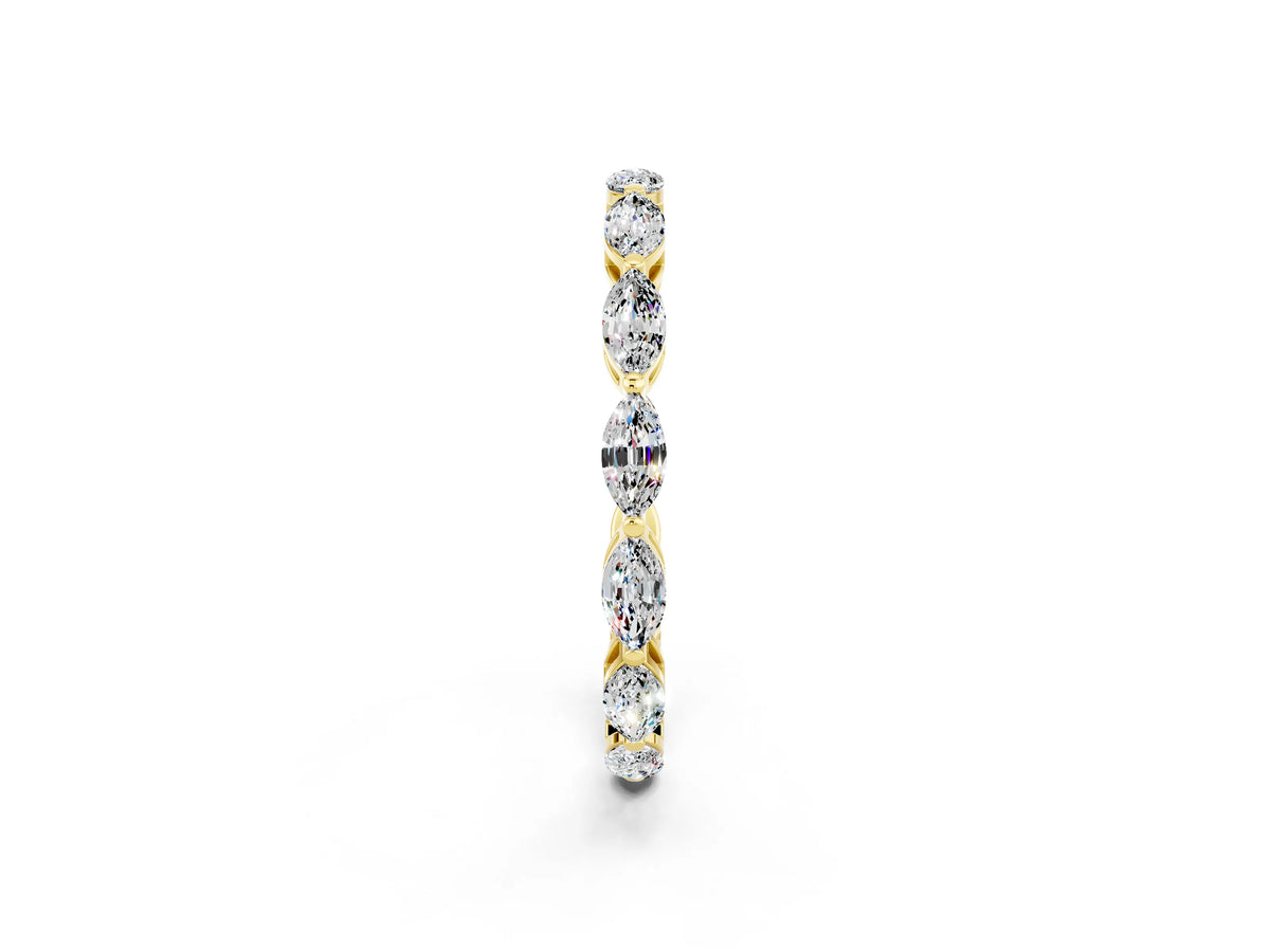 Marquise Moissanite Eternity Band in Yellow gold with U-Prong Setting_2