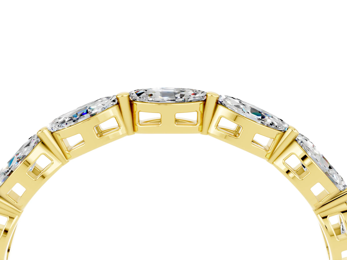 Marquise Moissanite Eternity Band in Yellow gold with U-Prong Setting_4