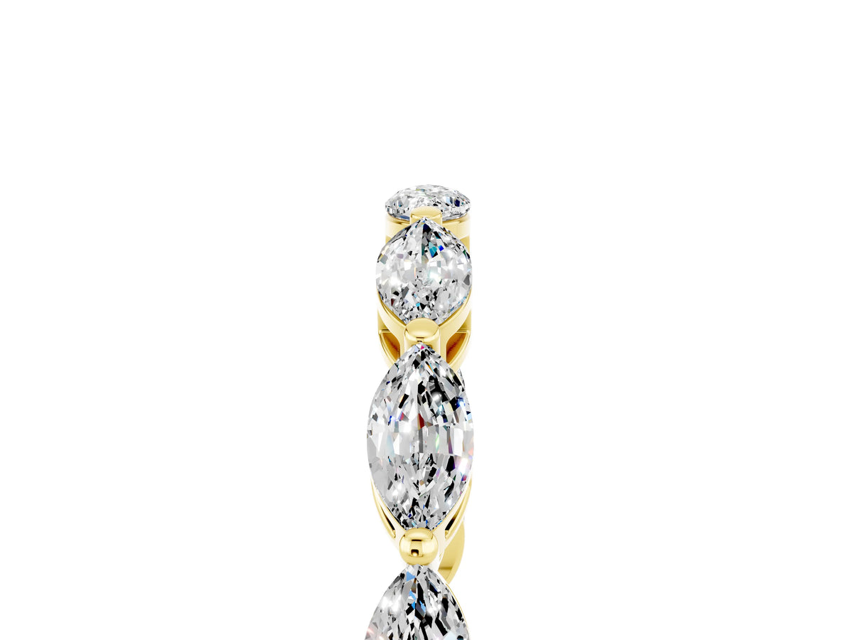 Marquise Moissanite Eternity Band in Yellow gold with U-Prong Setting_5